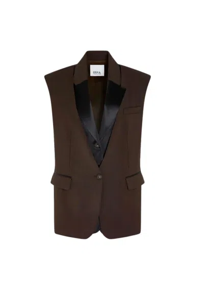 Erika Cavallini Glory Vest  Neck A Rever In Brown