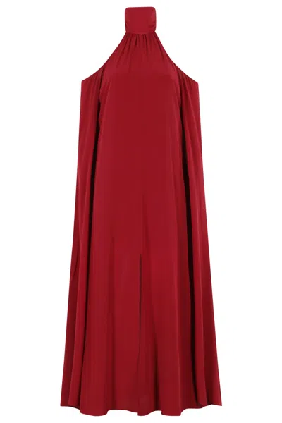Erika Cavallini High-collar Sleeveless Maxi Dress In Red