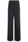 Erika Cavallini High-waisted Pinstripe Trousers With Back Belt Detail In Black
