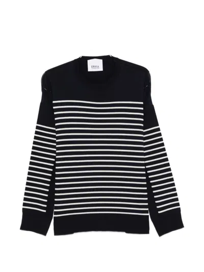 Erika Cavallini Horizontal-stripe Sweater In Black