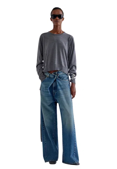 Erika Cavallini Jeans Abrasion Woman  Low Life In Gray