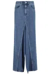 Erika Cavallini Denim Skirt With Unique Front In Denim Blu