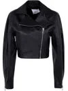 Erika Cavallini Cristal Leather Jacket In Black
