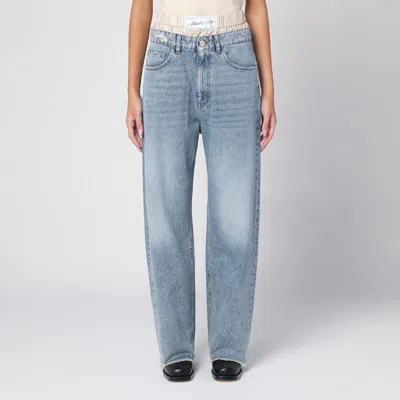 Erika Cavallini Leone Jeans In Light Washed Denim In Light Blue