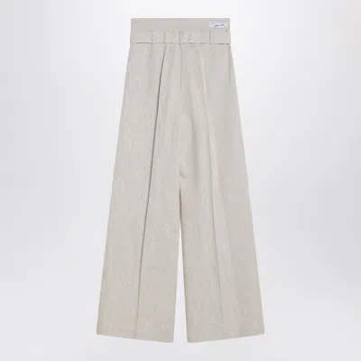 Erika Cavallini Linen Palazzo Trousers In White