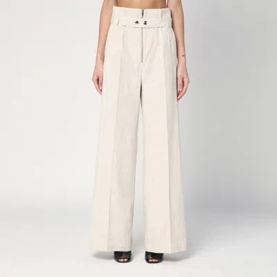 Erika Cavallini Linen Palazzo Trousers In White