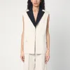 Erika Cavallini Linen Waistcoat With Open Back In White