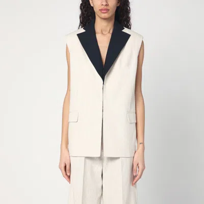 Erika Cavallini Linen Waistcoat With Open Back In White