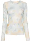 Erika Cavallini Long Sleeve Printed T-shirt In Clear Blue