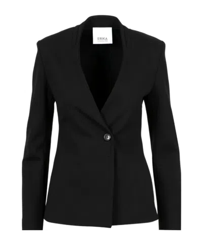 Erika Cavallini Long-sleeved Suit Coat In Black