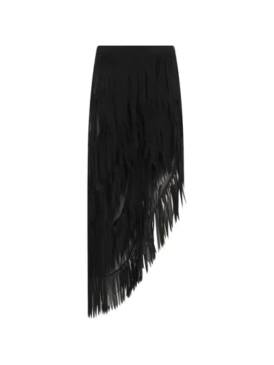Erika Cavallini Melania Fringed Skirt In Black