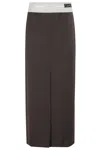 Erika Cavallini Midi Skirt With Contrasting Waistband In Brown