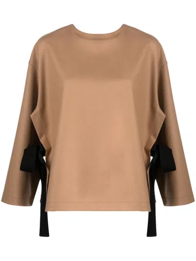 Erika Cavallini Terry-cloth Cape Blouse In Camel