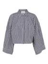 Erika Cavallini Wide Striped Cotton Shirt In Azul