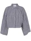 Erika Cavallini Wide Striped Cotton Shirt In Blue