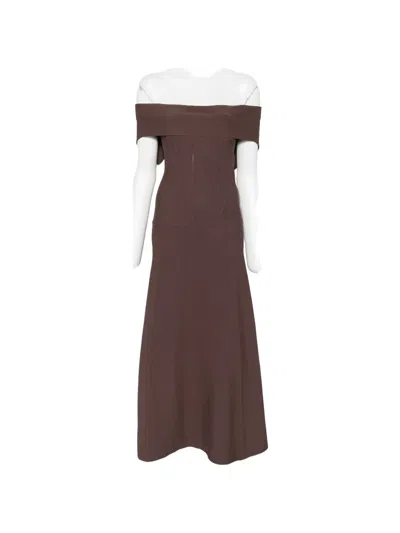 Erika Cavallini Off-shoulder Corset-style Dress In Brown