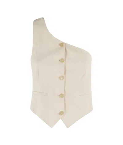 Erika Cavallini One-shoulder Linen Vest In White
