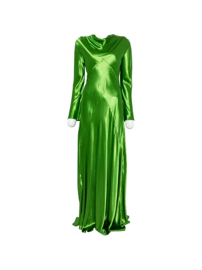 Erika Cavallini Open-back Draped Long Dress In Green