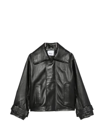 Erika Cavallini Oversized-collar Jacket In Black