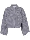 Erika Cavallini Wide Striped Cotton Shirt In Blue