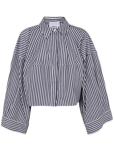 ERIKA CAVALLINI NICOLE SHIRT,P5SJ22 RIGBL RIVIERA BLUE STRIPES