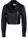 Erika Cavallini Cristal Leather Jacket In Black  