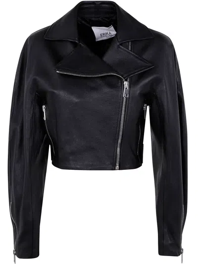 ERIKA CAVALLINI CRISTAL LEATHER JACKET BY ERIKA CAVALLINI,P5SW66 Y69.0 BLACK