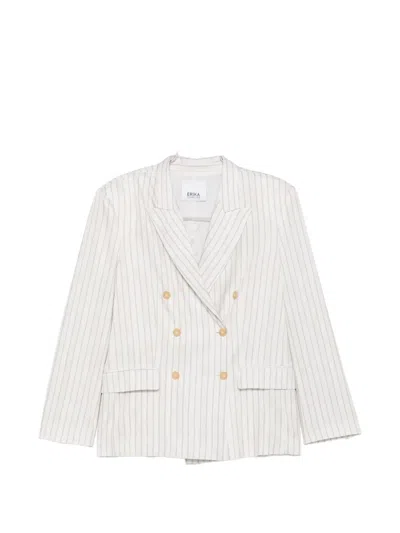 Erika Cavallini Pinstripe Double-breasted Jacket In White