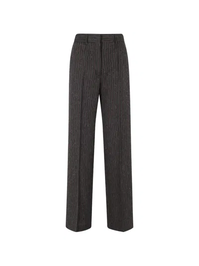 Erika Cavallini Pinstripe Wide-leg Trousers In Black