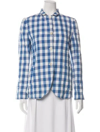 Pre-owned Erika Cavallini Plaid Print Blazer In Blue