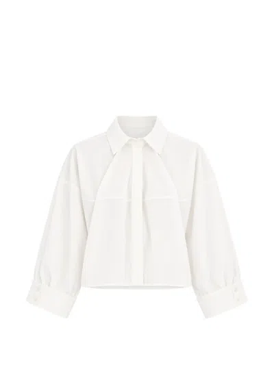 Erika Cavallini Pleated Cropped Shirt In White