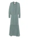 Erika Cavallini Pleated Maxi Dress In Green