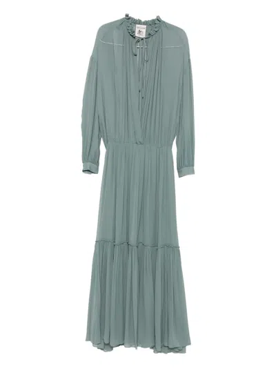 Erika Cavallini Pleated Maxi Dress In Green