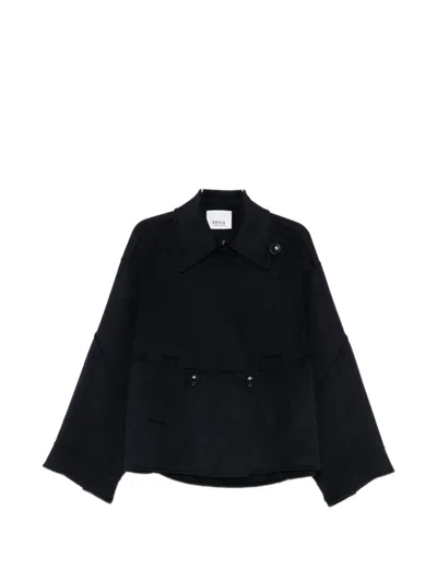 Erika Cavallini Point-collar Double-breasted Jacket In Black