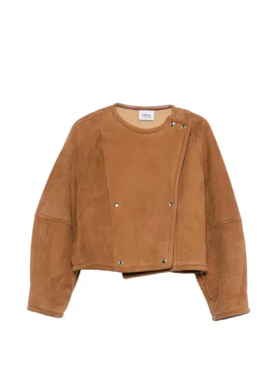 Erika Cavallini Press-stud Jacket In Brown
