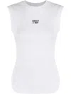 Erika Cavallini Printed Cotton Tank Top In White