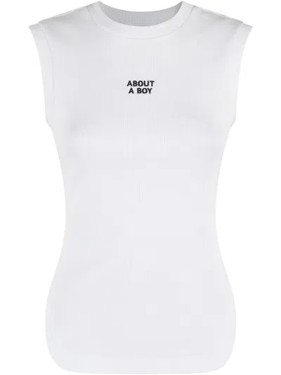 Erika Cavallini Printed Cotton Tank Top In White