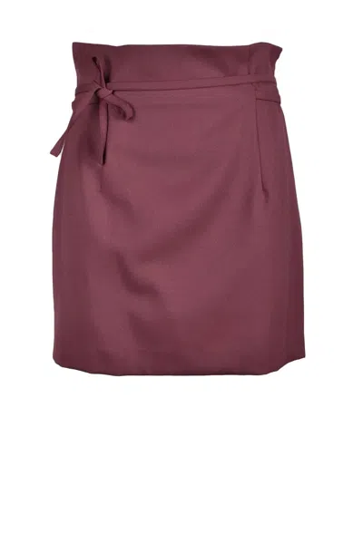 Erika Cavallini Red High-waist Polyester Mini Skirt In Burgundy