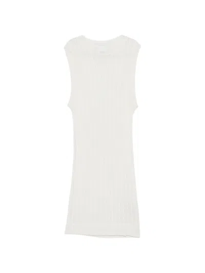 Erika Cavallini Ribbed-knit Sleeveless Dress In White