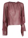 Erika Cavallini Ruffled-sleeve Top In Red
