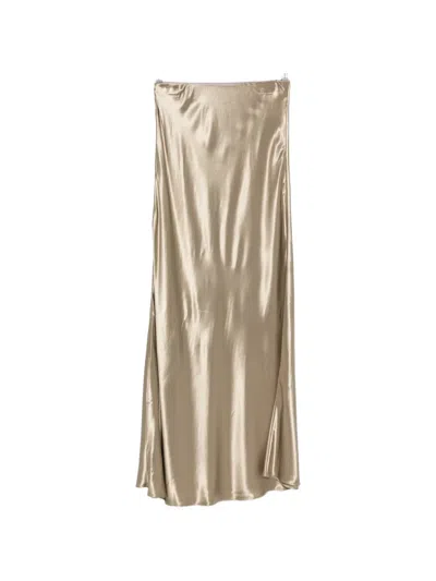 Erika Cavallini Satin-finish Maxi Skirt In Neutral