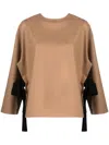 Erika Cavallini Semi-couture Brown Nara Wool Blend Blouse In Brown