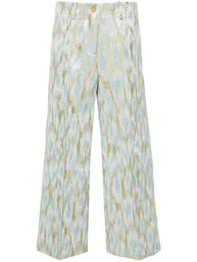 Erika Cavallini Semi-couture Multicolor Printed Cropped Trousers
