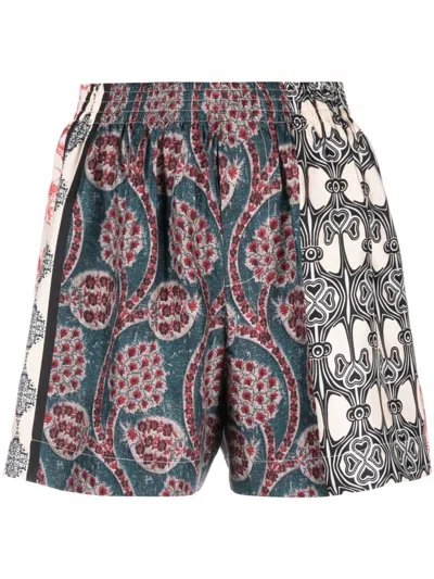 Erika Cavallini Semi-couture Multicolor Silk Shorts