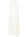 Erika Cavallini Semi-couture White Sleeveless Midi Dress In White