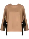 Erika Cavallini Semi-couture Brown Nara Wool Blend Blouse In Camel