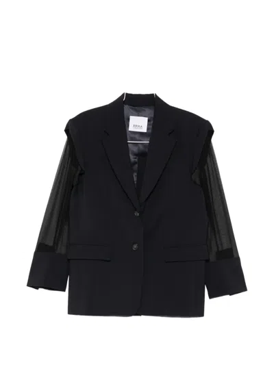 Erika Cavallini Sheer-sleeve Blazer In Black