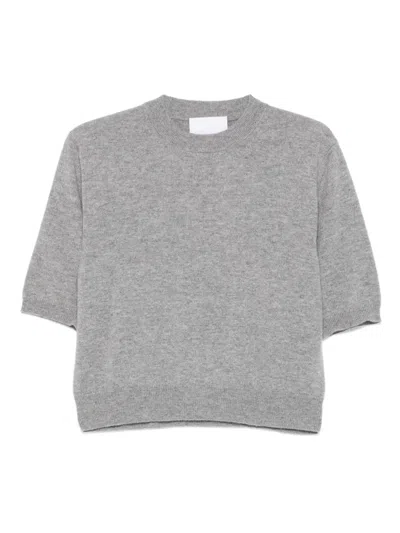 Erika Cavallini Short-sleeve Round-neck Sweater In Gray
