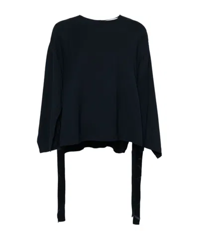 ERIKA CAVALLINI SIDE-SLIT CADY BLOUSE