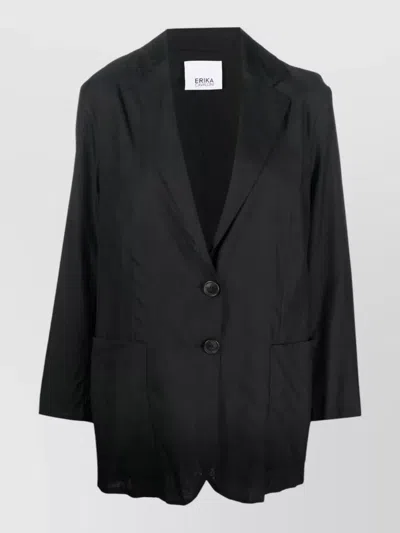Erika Cavallini Silk Blend Oversized Single Breasted Jacket In Black